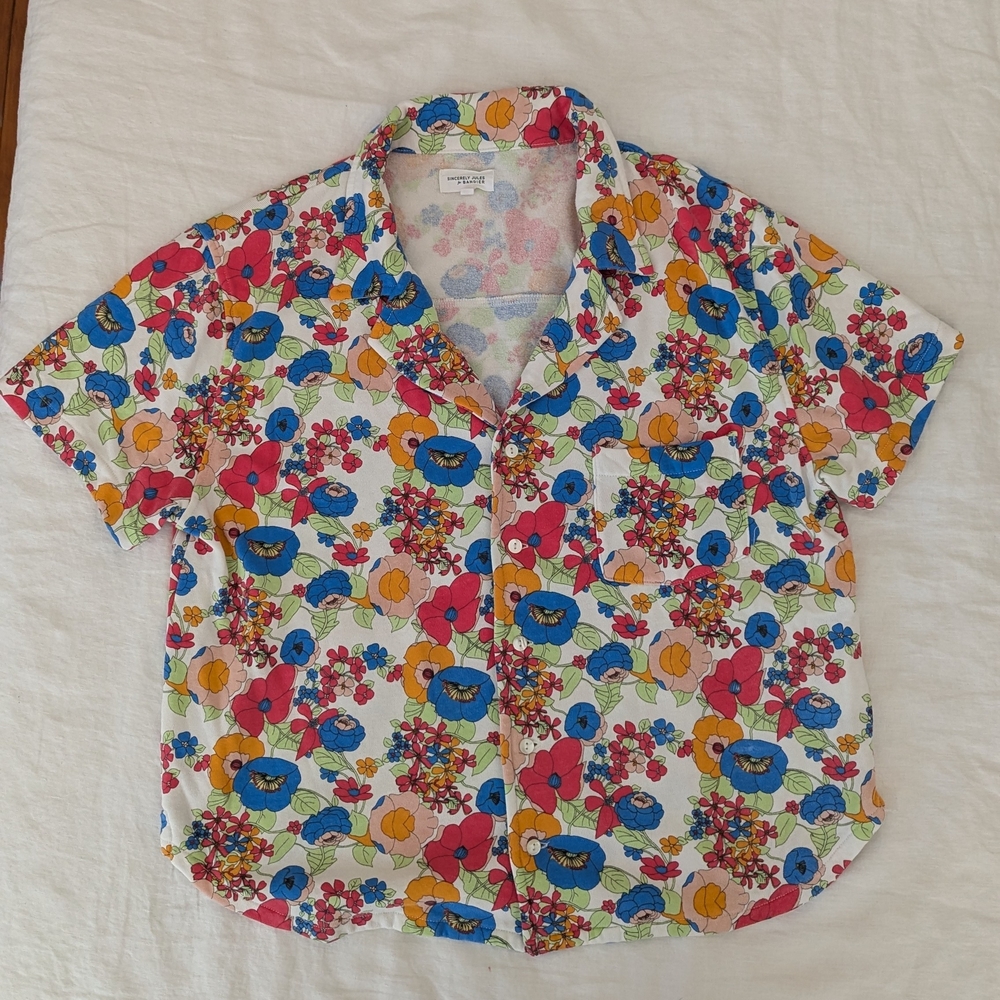 Colorful Floral Button-Up Camp Shirt
